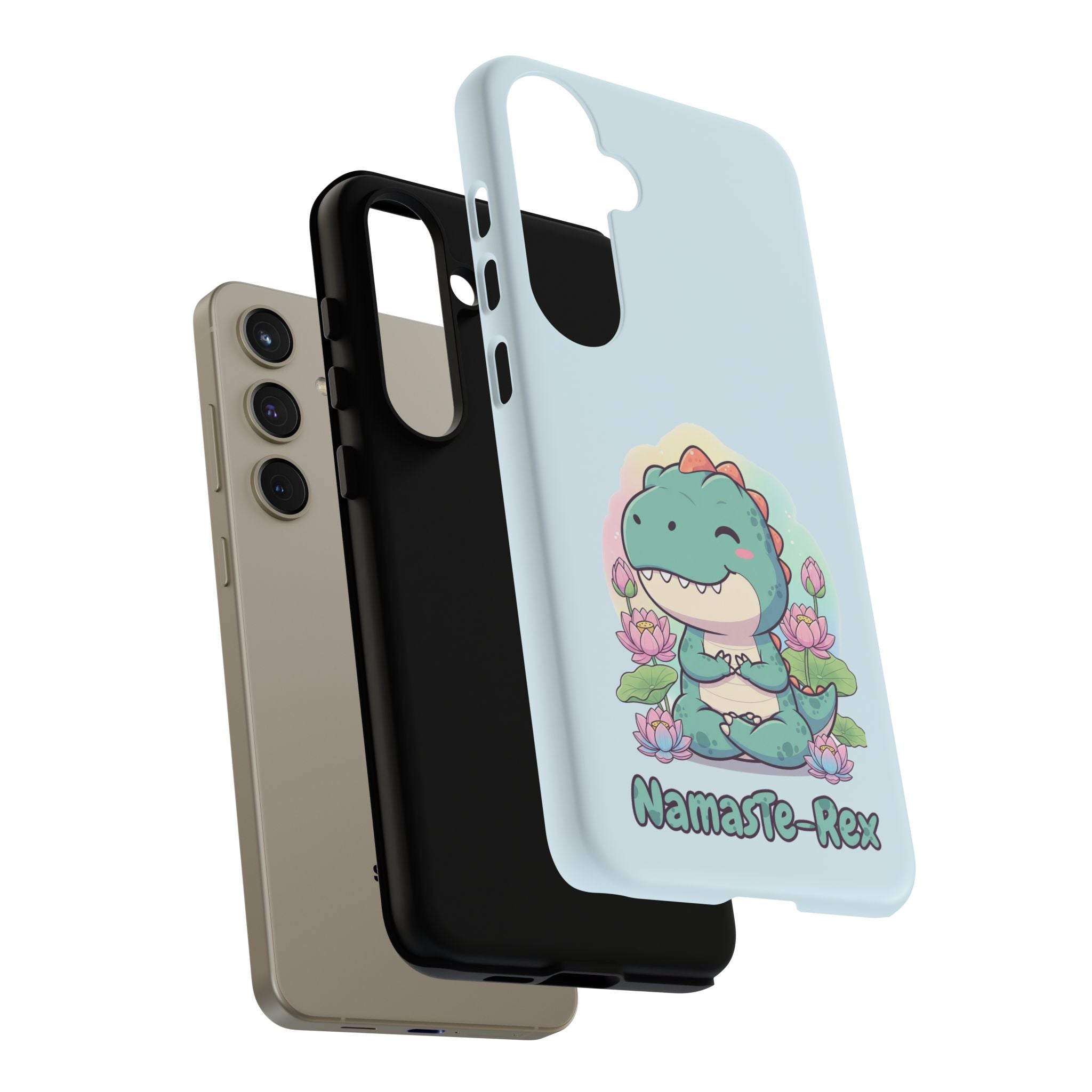 NamasTe-Rex Meditating Dinosaur Phone Case - Funny Yoga T-Rex Mobile Cover | Zen Tech Gift - Atlas Briefly