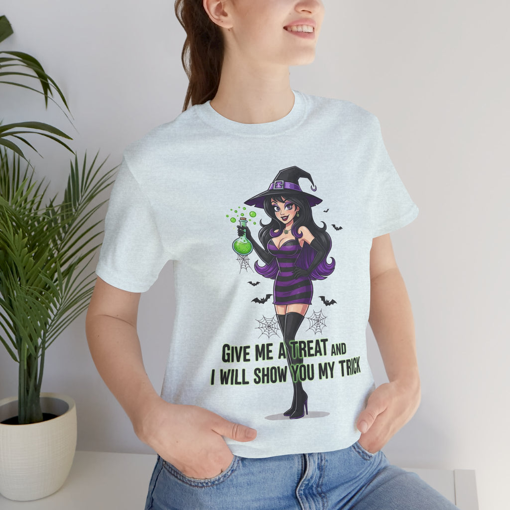 Sexy Witch Halloween T-Shirt - Flirty Witch Costume Tee | Trick or Treat Halloween Shirt - Atlas Briefly