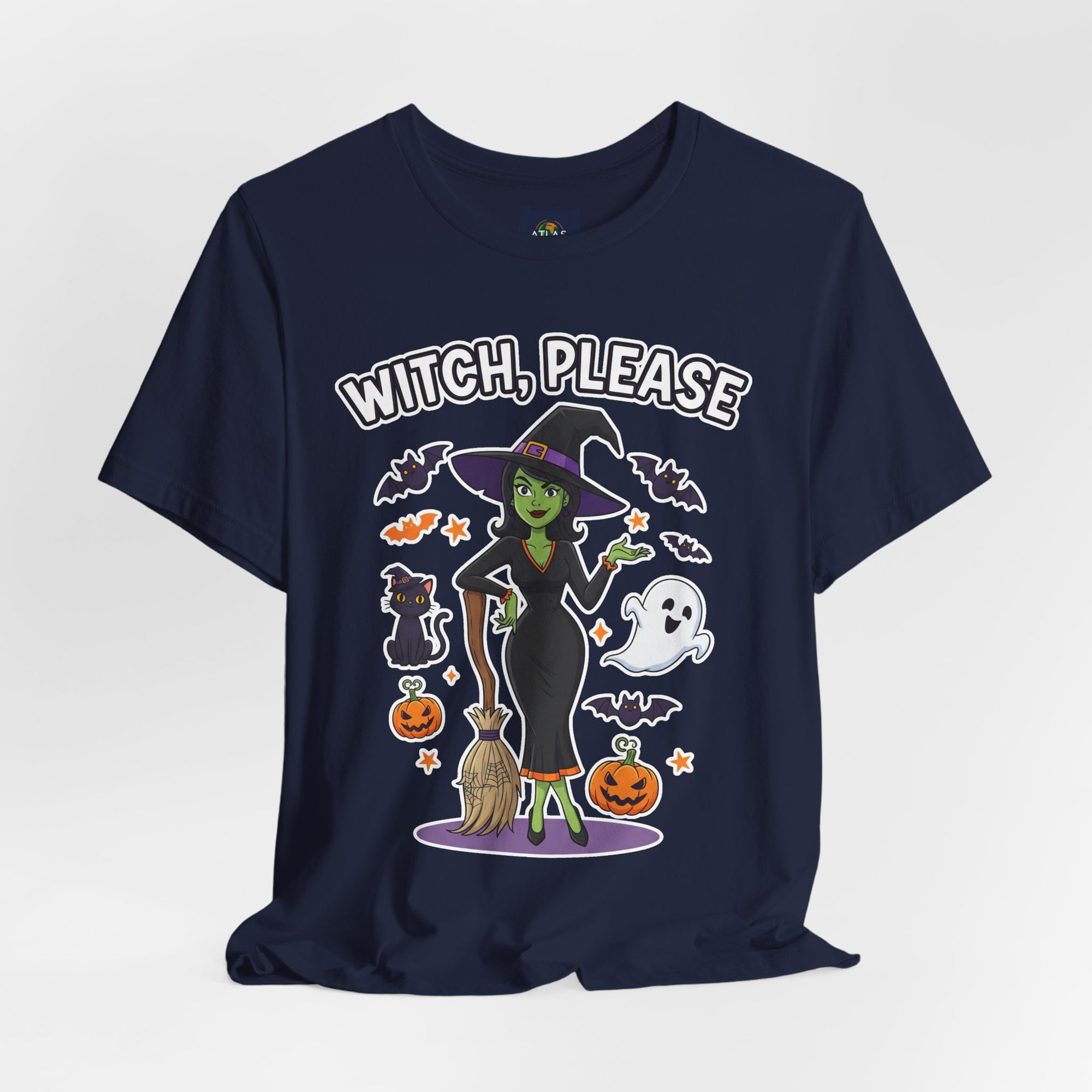 Witch Please Halloween T-Shirt - Sassy Witch Tee with Pumpkin Design | Funny Halloween Shirt - Atlas Briefly