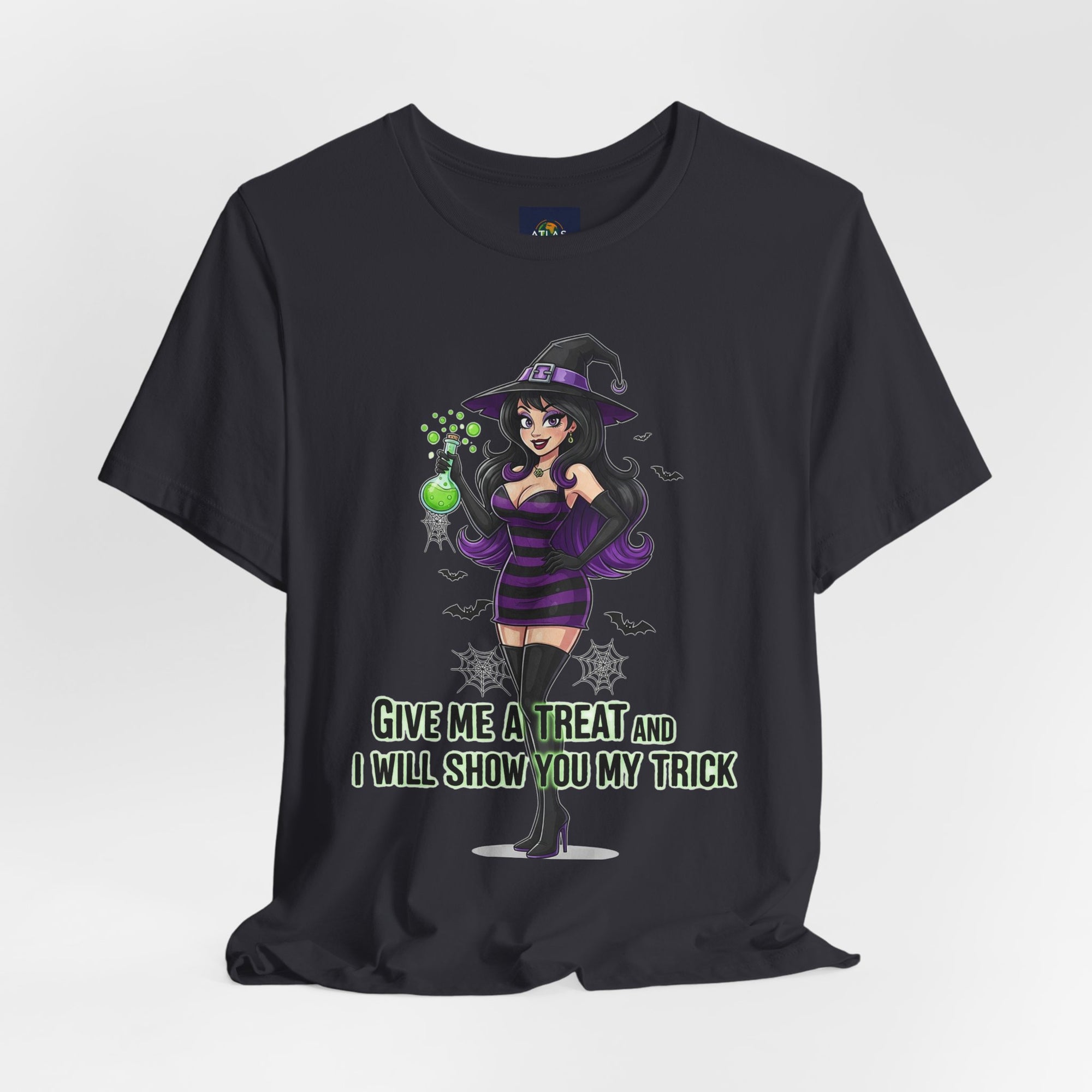 Sexy Witch Halloween T-Shirt - Flirty Witch Costume Tee | Trick or Treat Halloween Shirt - Atlas Briefly