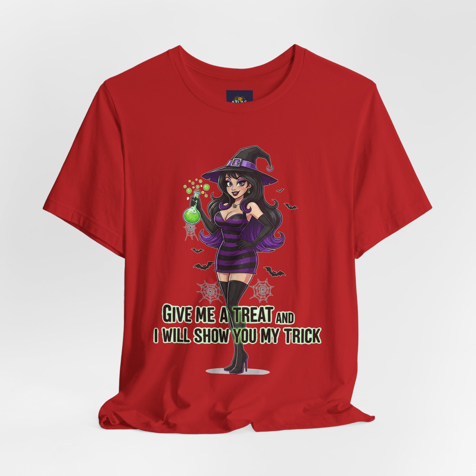 Sexy Witch Halloween T-Shirt - Flirty Witch Costume Tee | Trick or Treat Halloween Shirt - Atlas Briefly