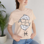 Pisces Zodiac T-shirt - Minimalist Black and White Unisex Tee