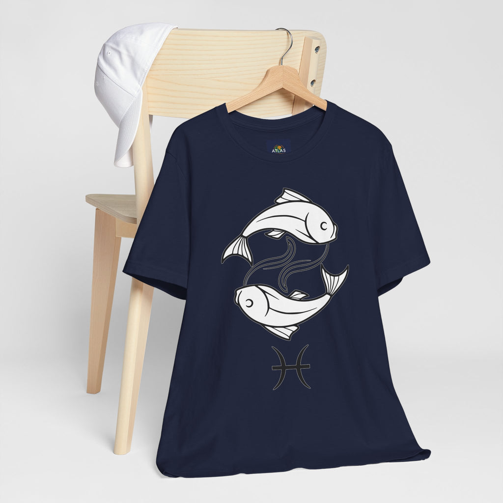 Pisces Zodiac T-shirt - Minimalist Black and White Unisex Tee