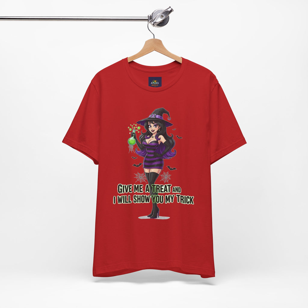 Sexy Witch Halloween T-Shirt - Flirty Witch Costume Tee | Trick or Treat Halloween Shirt - Atlas Briefly