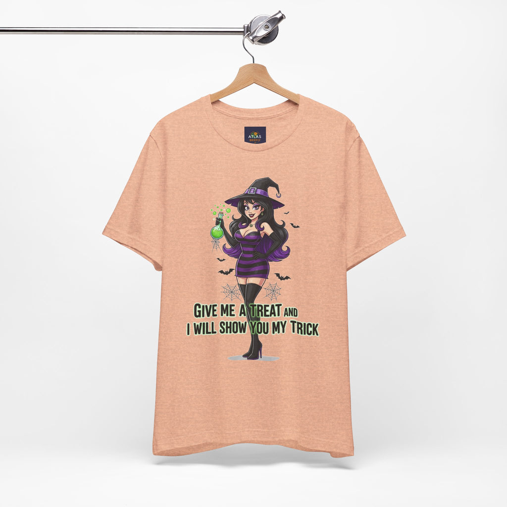 Sexy Witch Halloween T-Shirt - Flirty Witch Costume Tee | Trick or Treat Halloween Shirt - Atlas Briefly