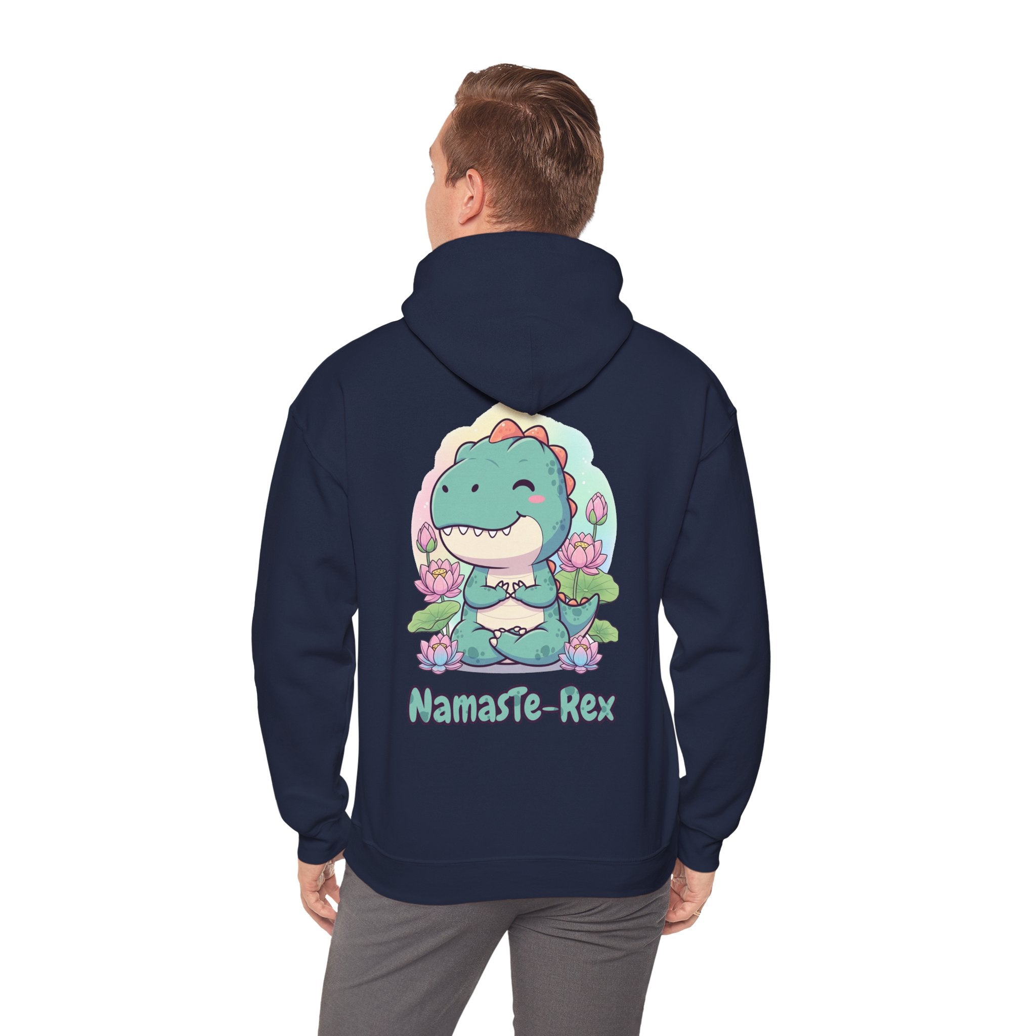 NamasTe-Rex Meditating Dinosaur Hoodie - Funny Yoga Sweatshirt | Zen T-Rex Gift - Atlas Briefly