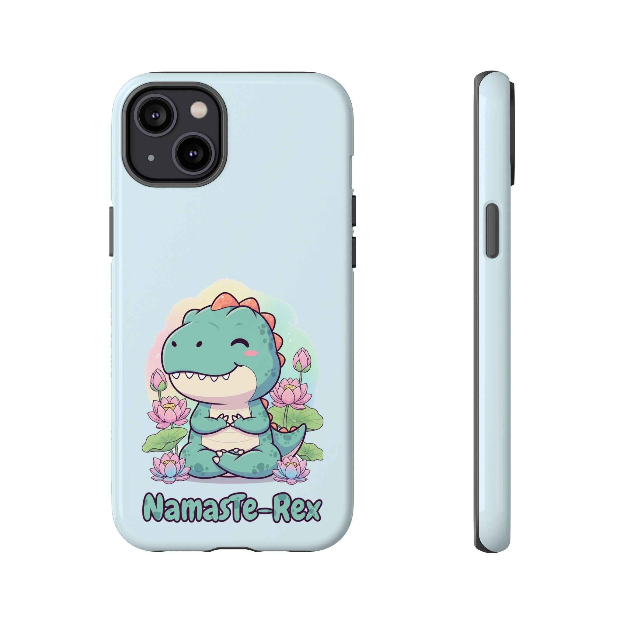 NamasTe-Rex Phone Case - Funny Yoga T-Rex Meditating Dinosaur Mobile Cover for Zen Lovers - Atlas Briefly