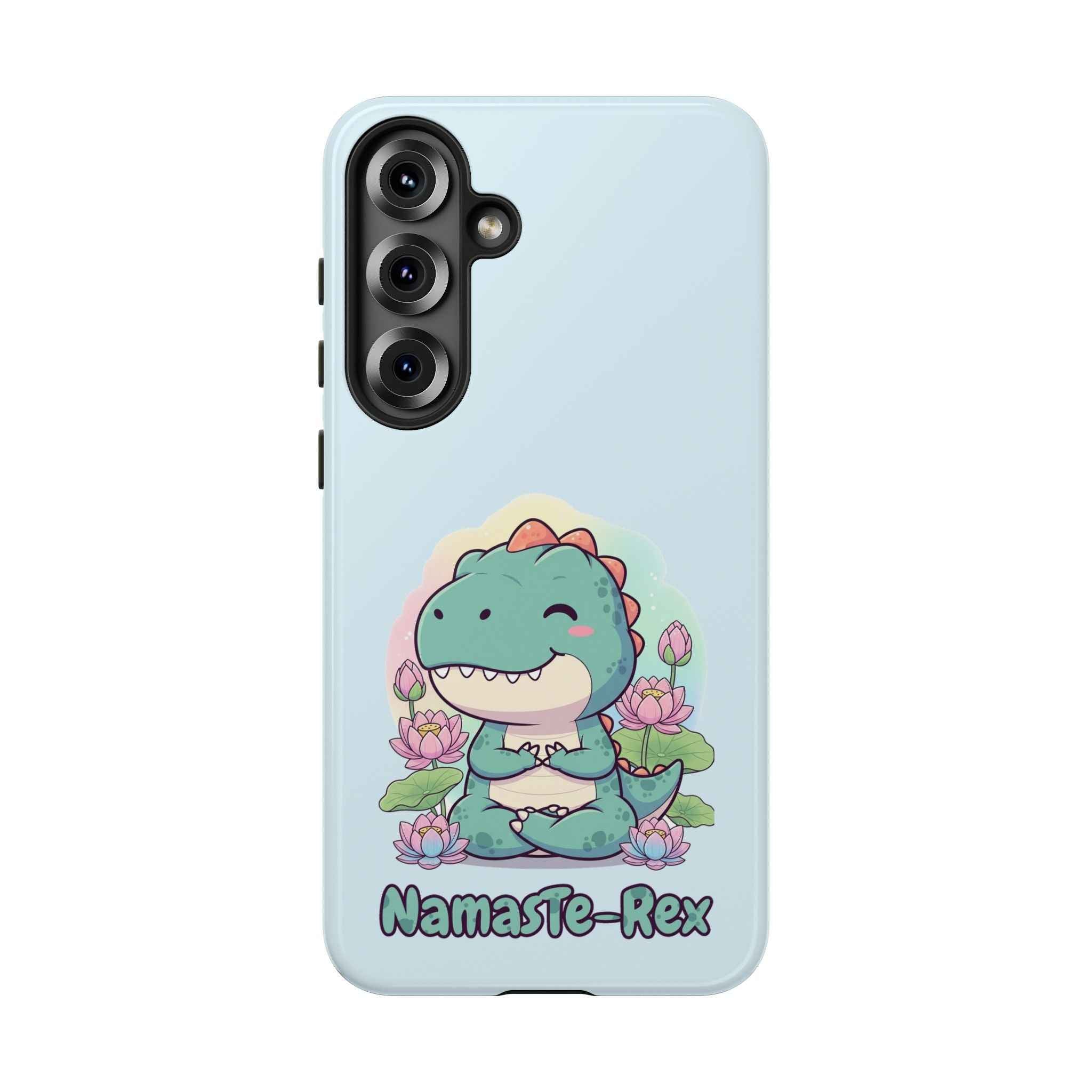 NamasTe-Rex Phone Case - Funny Yoga T-Rex Meditating Dinosaur Mobile Cover for Zen Lovers - Atlas Briefly