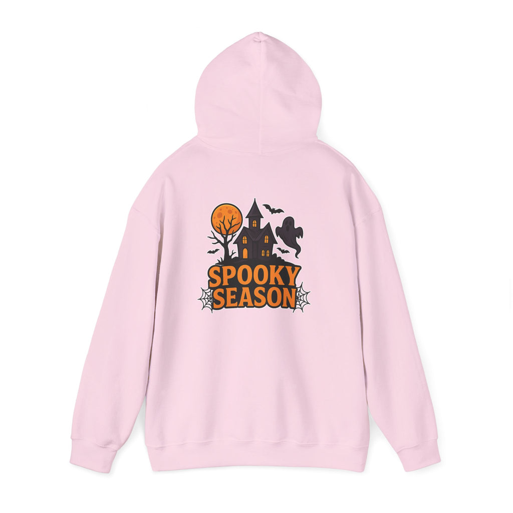 Spooky Season Halloween Hoodie - Haunted House Ghost Bat Design | Cozy Halloween Sweatshirt - Atlas Briefly