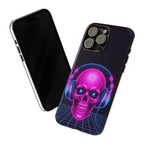 Neon Skull Synthwave Phone Case - Retro 80s Cyberpunk Mobile Cover | Vaporwave Tech Gift - Atlas Briefly