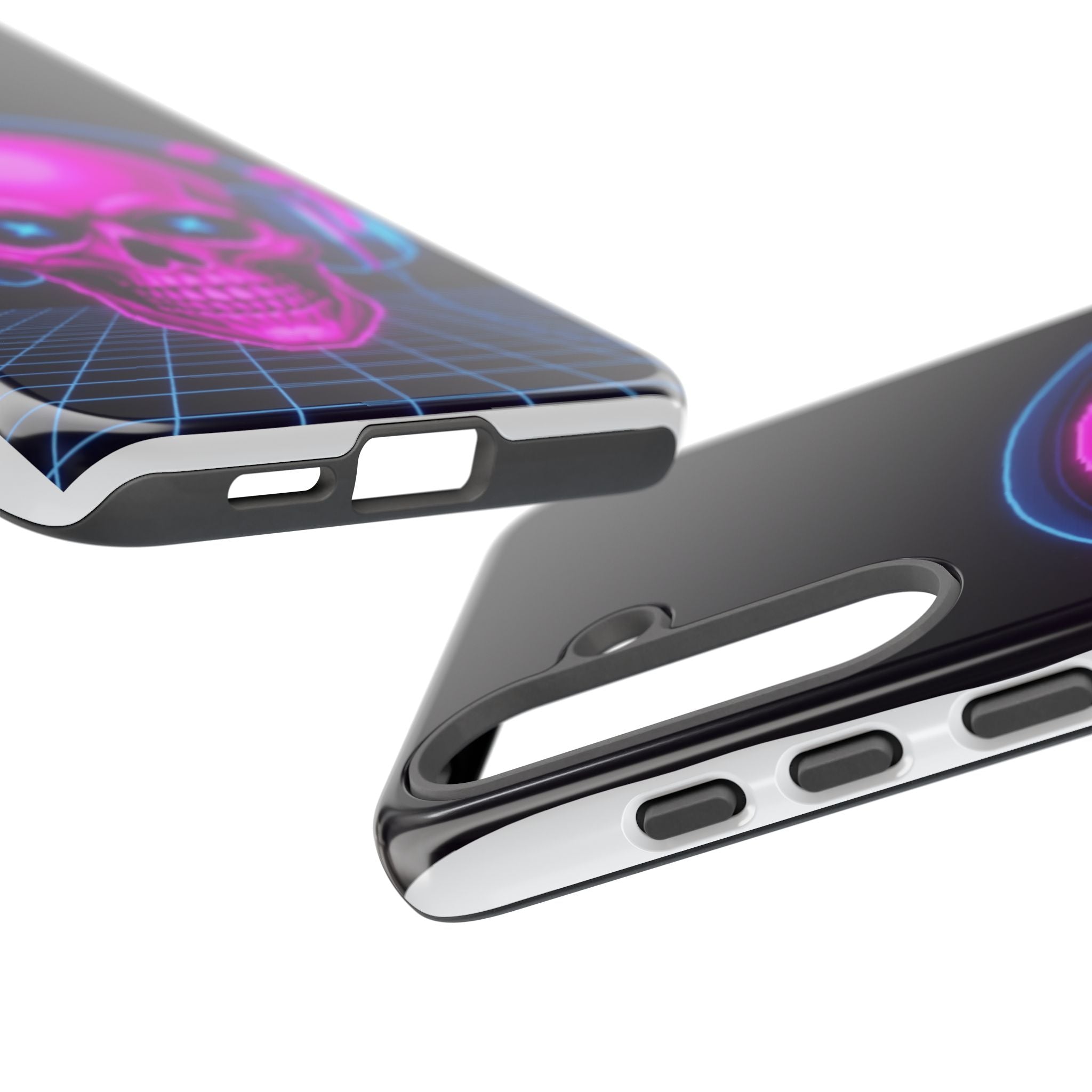 Neon Skull Synthwave Phone Case - Retro 80s Cyberpunk Mobile Cover | Vaporwave Tech Gift - Atlas Briefly