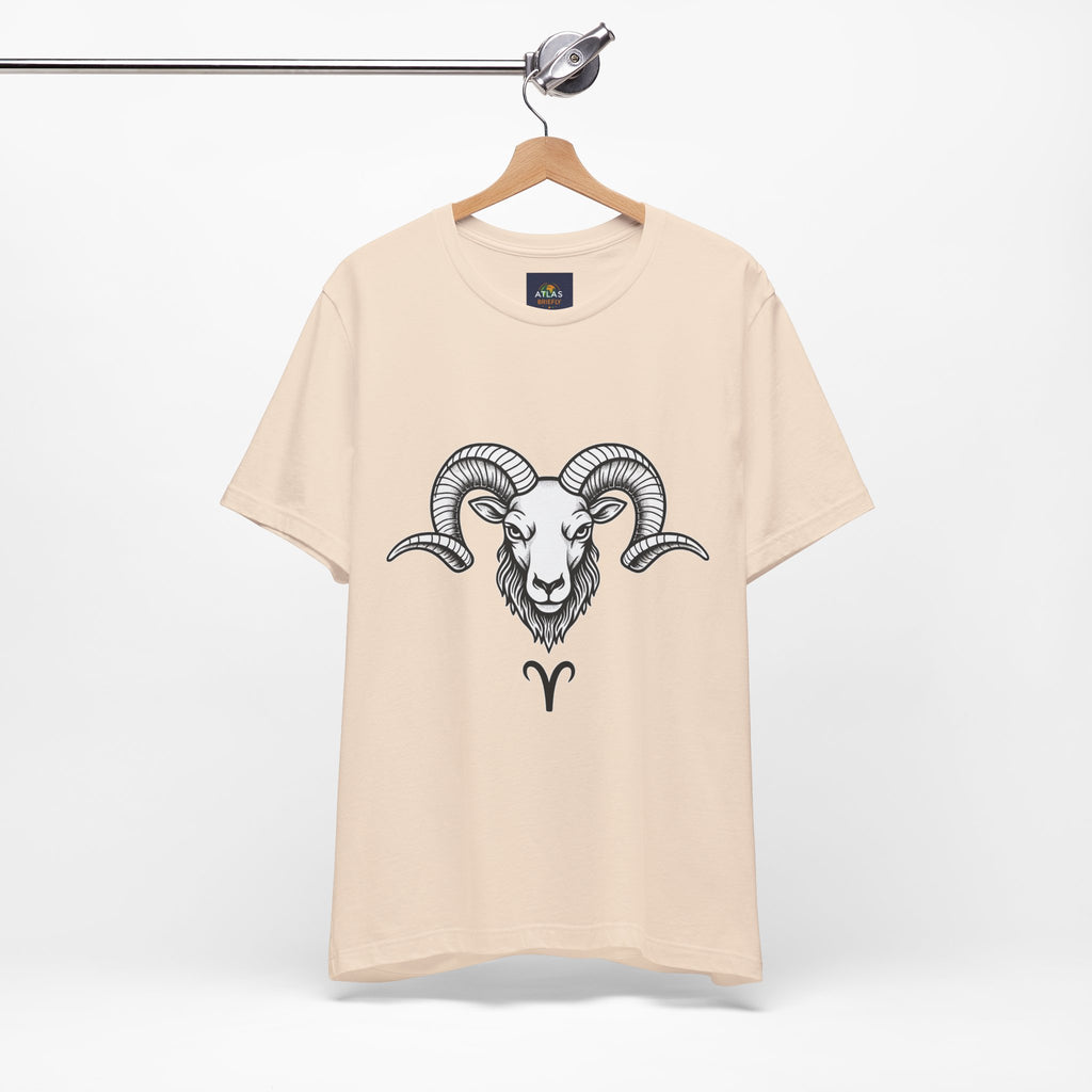Aries Horoscope Tee - Unisex Black and White Minimal Design