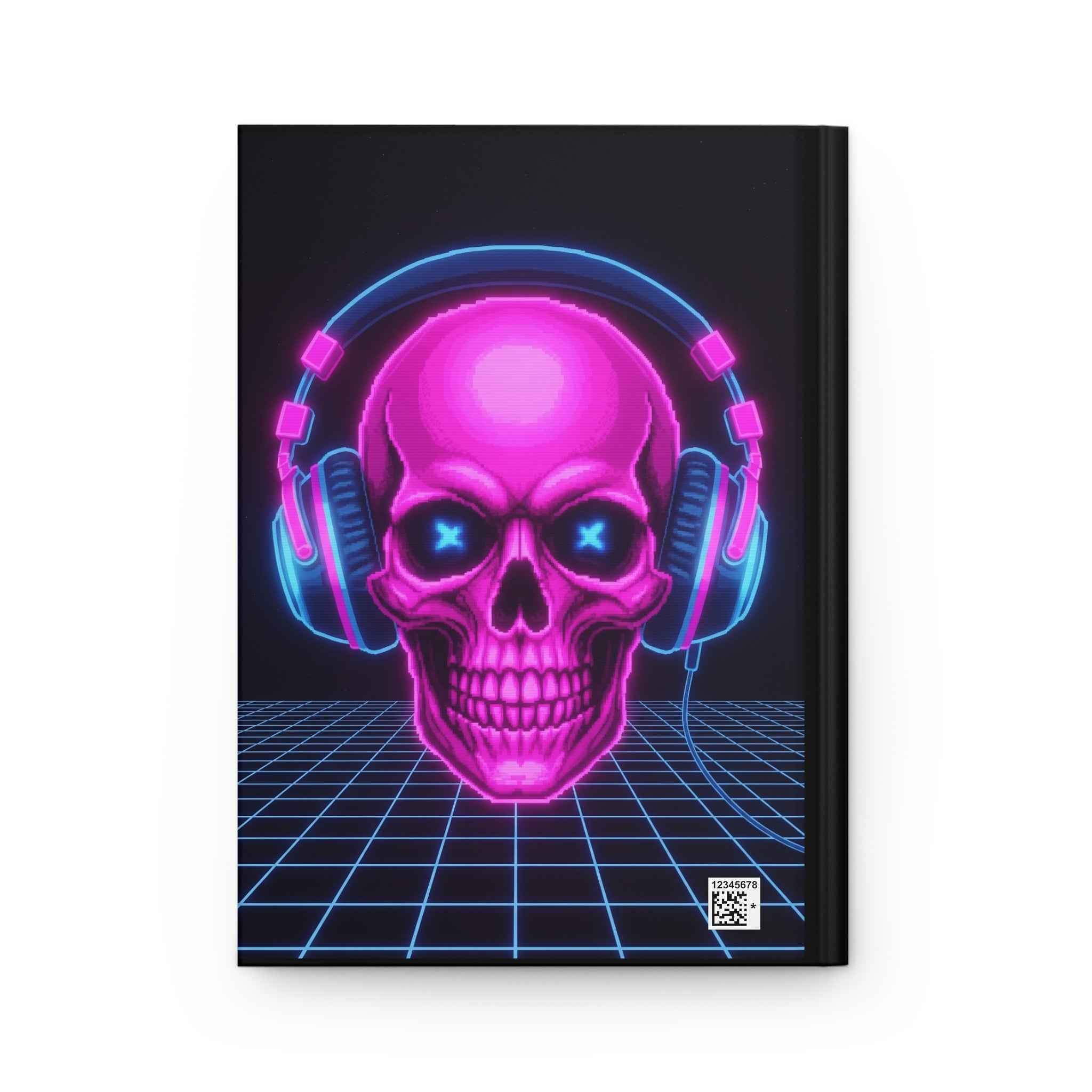 Neon Skull Journal - Retro Gaming Synthwave Notebook - Atlas Briefly