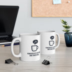 Powered by Caffeine and Sheer Will Mug - Funny Coffee Cup | Minimalist Humor Gift US Version - Atlas Briefly
