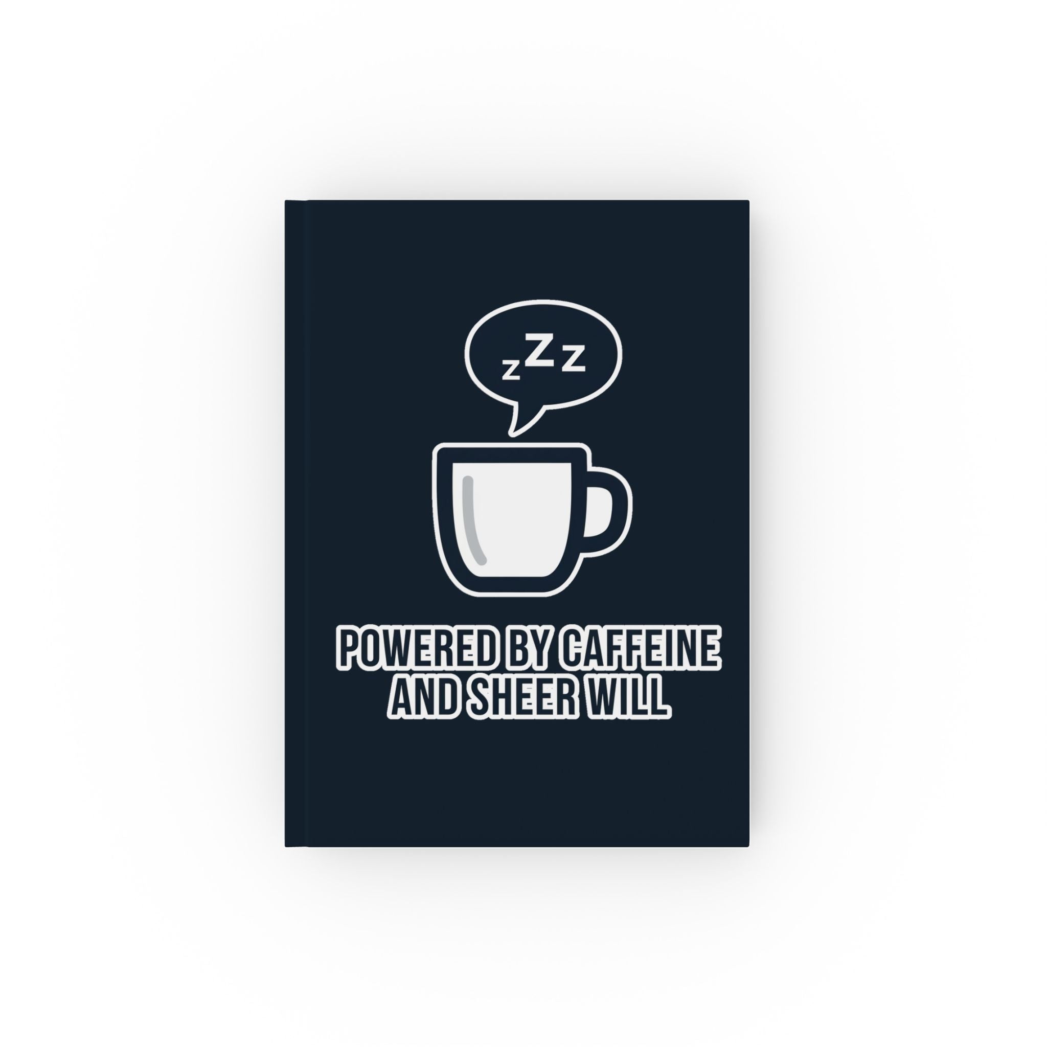 Powered by Caffeine Journal - Funny Coffee Notebook | Minimalist Writing Gift - EU Version - Atlas Briefly
