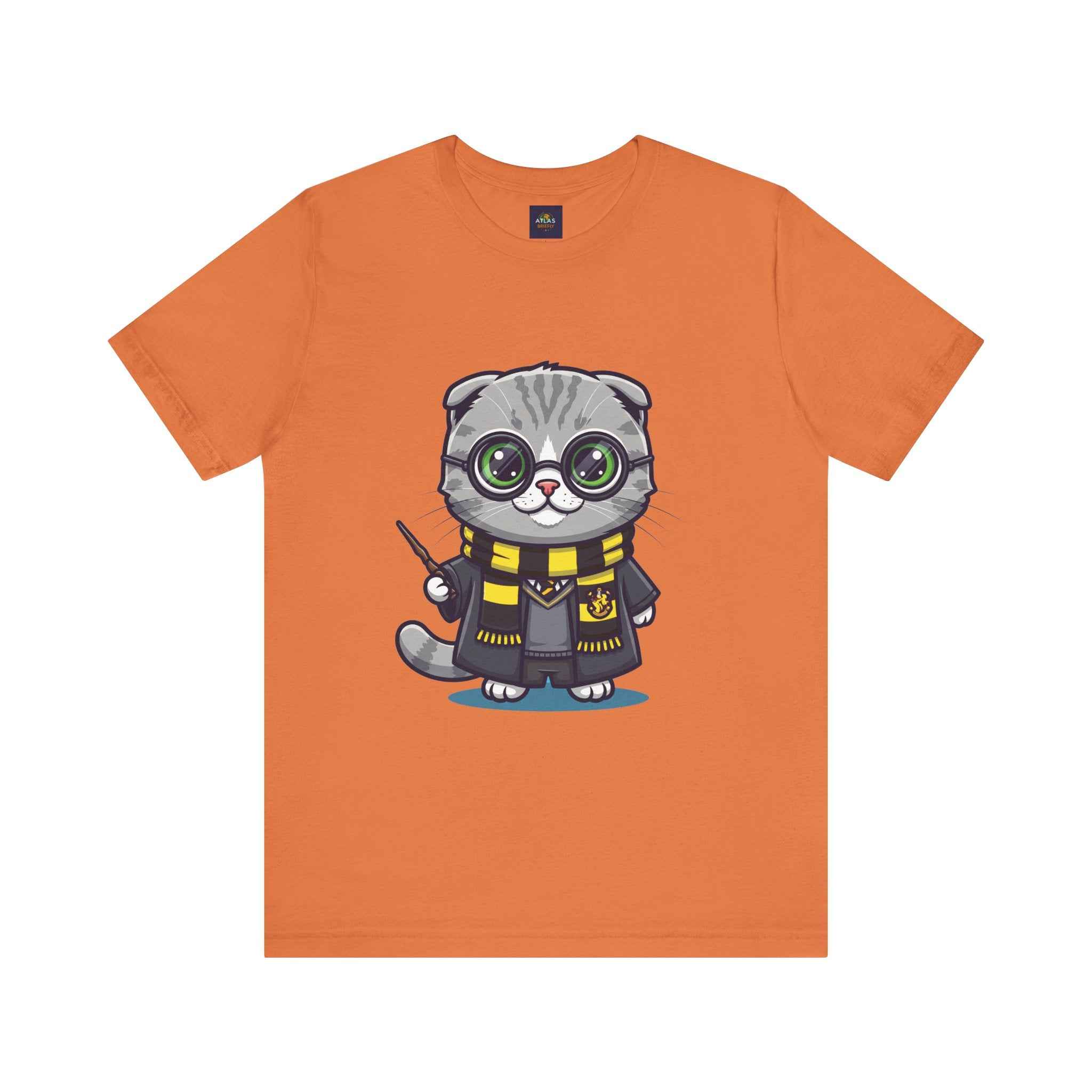 Hufflepurr T-Shirt - Funny Wizarding World Tee | Cute Potter Cat Gift - Atlas Briefly