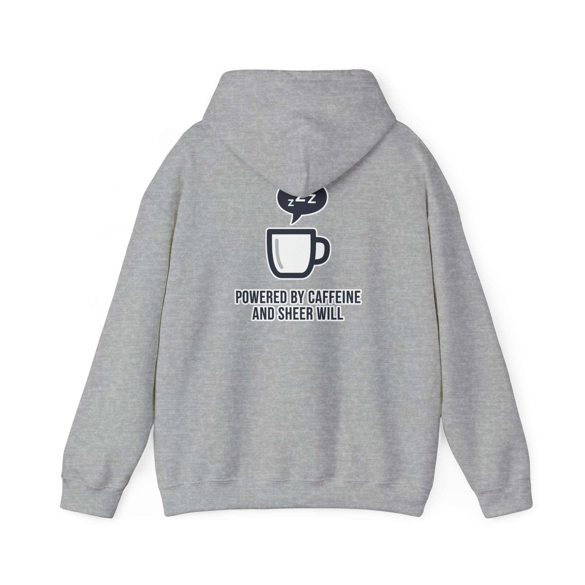 Powered by Caffeine and Sheer Will Hoodie - Funny Coffee Lover Sweatshirt | Minimalist Humor Gift - Atlas Briefly