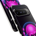 Neon Skull Synthwave Phone Case - Retro 80s Cyberpunk Mobile Cover | Vaporwave Tech Gift - Atlas Briefly