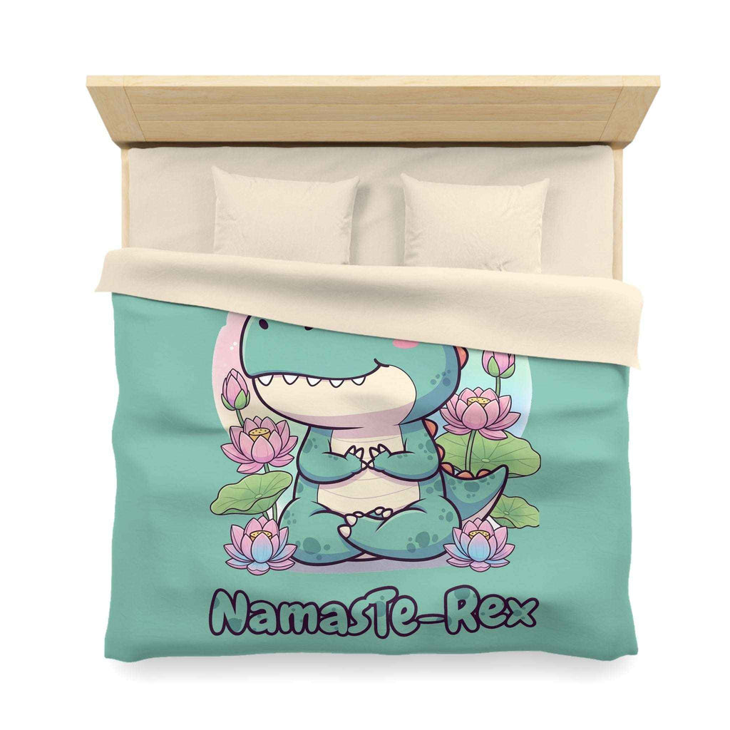 NamasTe-Rex Duvet Cover - Yoga Dinosaur Bedding for a Playful Bedroom - Atlas Briefly