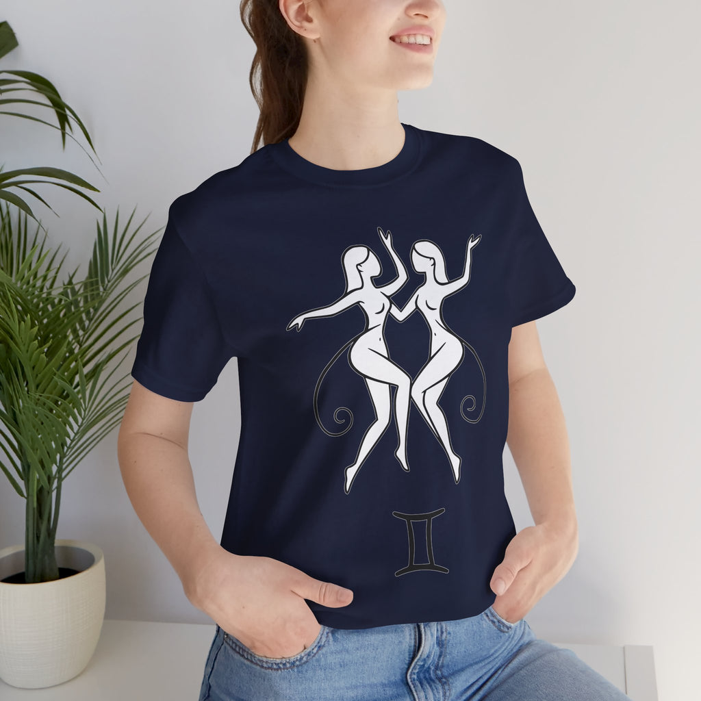 Gemini Zodiac Tee - Minimalistic Black and White Unisex Design