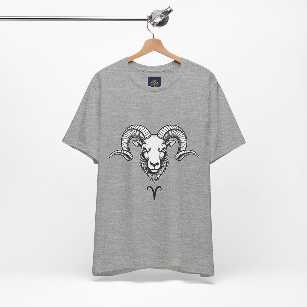 Aries Horoscope Tee - Unisex Black and White Minimal Design