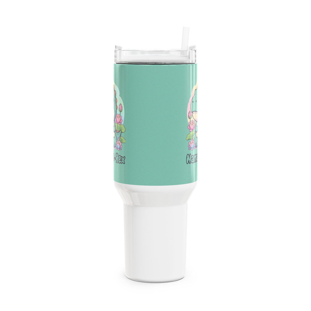 NamasTe-Rex Meditating Dinosaur 40oz Tumbler - Funny Yoga Water Bottle | Zen T-Rex Gift - Atlas Briefly