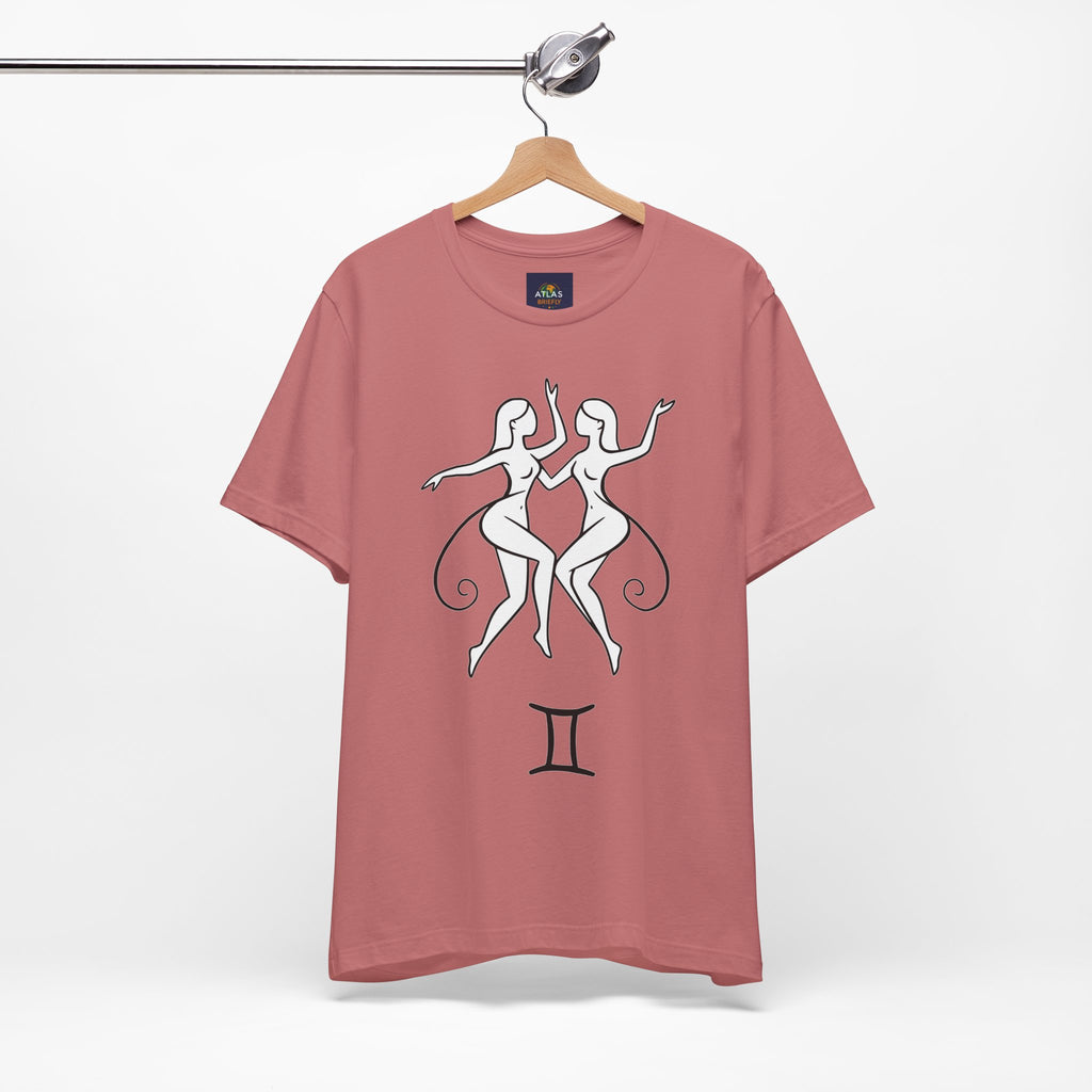 Gemini Zodiac Tee - Minimalistic Black and White Unisex Design