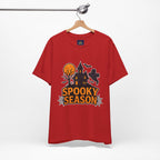 Spooky Season Halloween T-Shirt - Haunted House Ghost Bat Graphic Tee | Halloween Landscape Shirt - Atlas Briefly