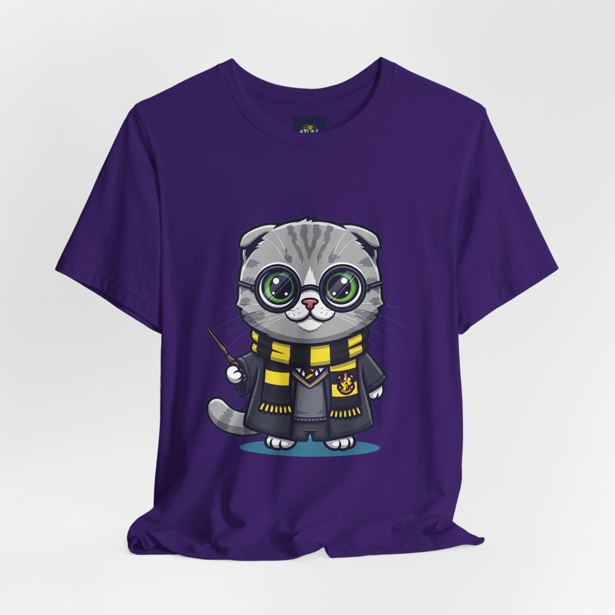 Hufflepurr Harry Potter T-Shirt - Funny Wizarding World Tee | Cute Potter Cat Gift - Atlas Briefly