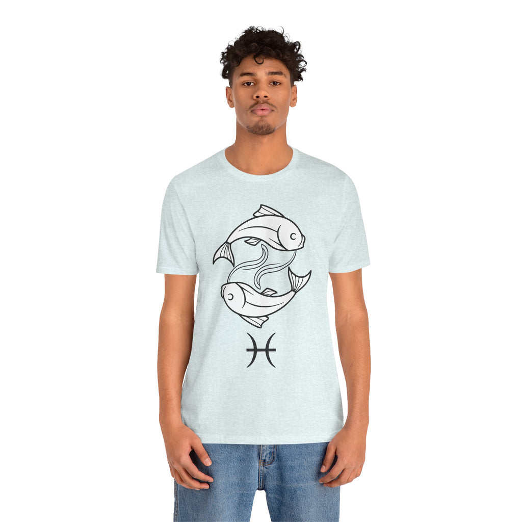 Pisces Zodiac T-shirt - Minimalist Black and White Unisex Tee