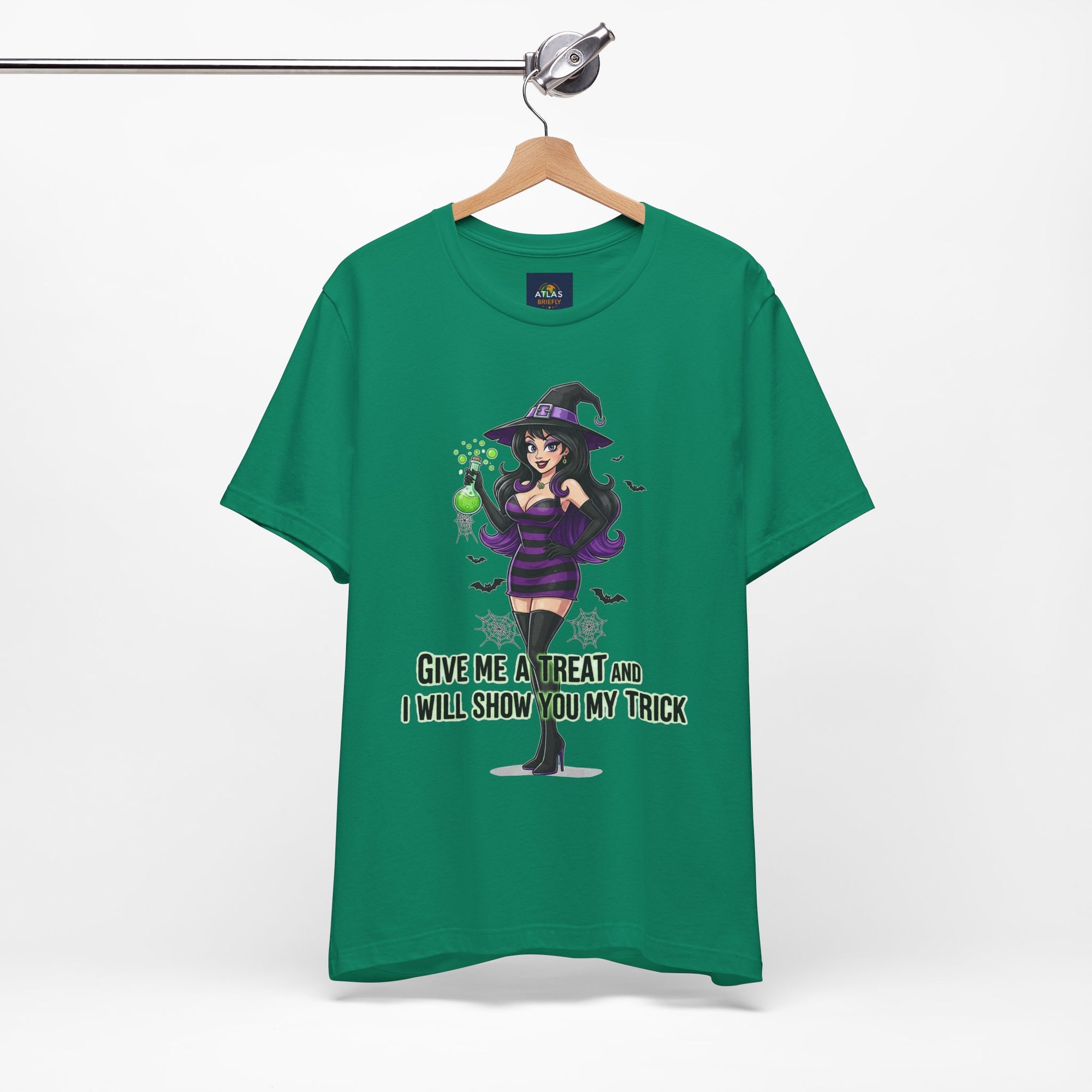 Sexy Witch Halloween T-Shirt - Flirty Witch Costume Tee | Trick or Treat Halloween Shirt - Atlas Briefly