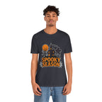 Spooky Season Halloween T-Shirt - Haunted House Ghost Bat Graphic Tee | Halloween Landscape Shirt - Atlas Briefly