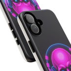 Neon Skull Synthwave Phone Case - Retro 80s Cyberpunk Mobile Cover | Vaporwave Tech Gift - Atlas Briefly
