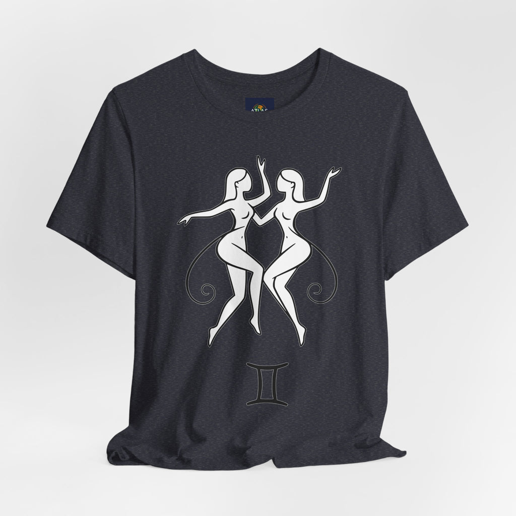 Gemini Zodiac Tee - Minimalistic Black and White Unisex Design