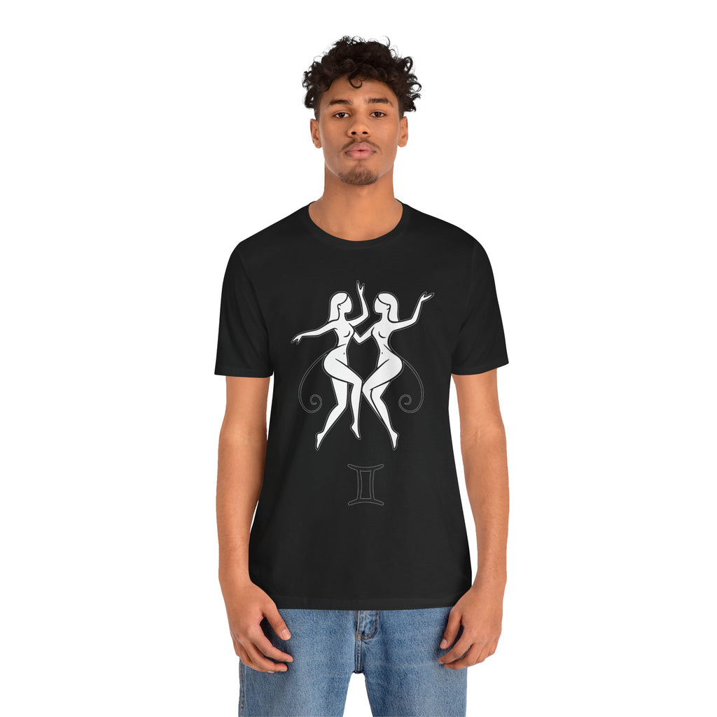 Gemini Zodiac Tee - Minimalistic Black and White Unisex Design