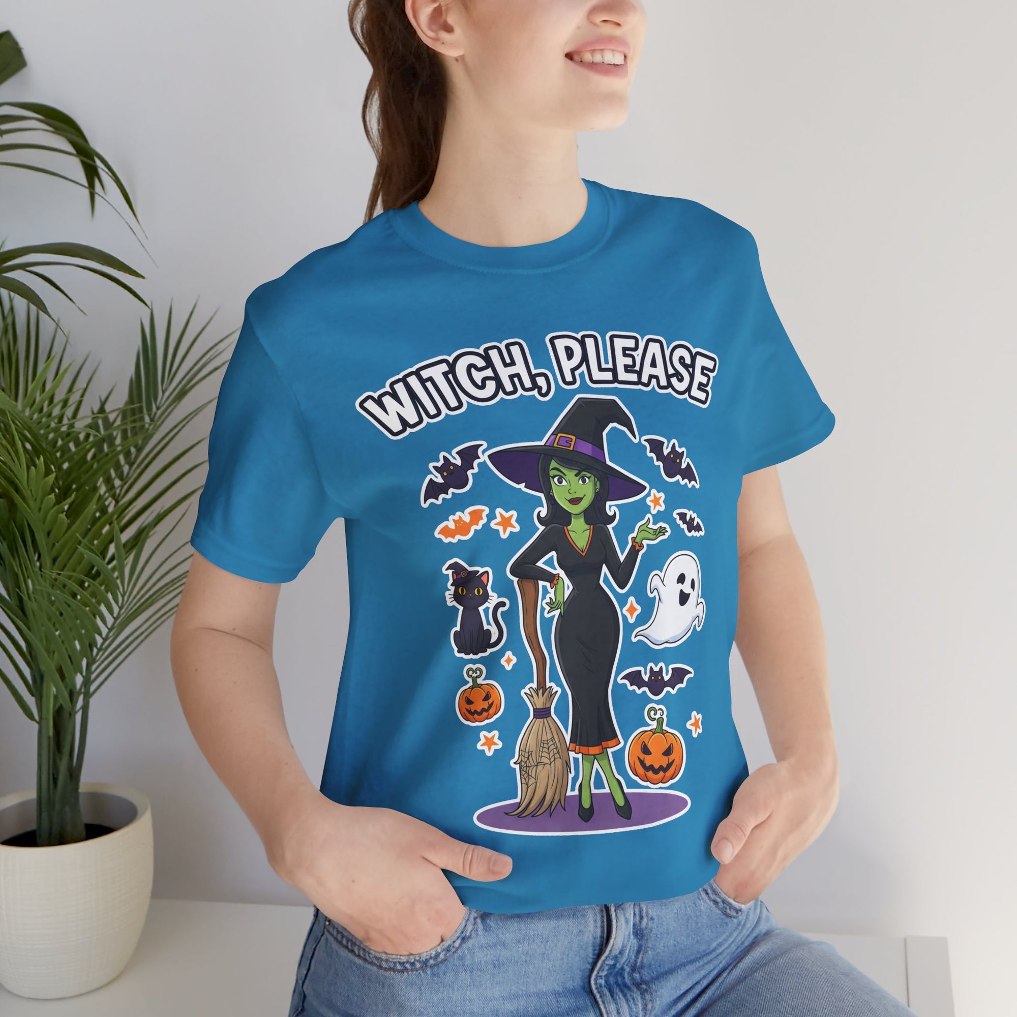 Witch Please Halloween T-Shirt - Sassy Witch Tee with Pumpkin Design | Funny Halloween Shirt - Atlas Briefly