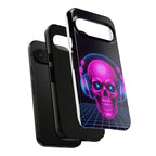 Neon Skull Synthwave Phone Case - Retro 80s Cyberpunk Mobile Cover | Vaporwave Tech Gift - Atlas Briefly