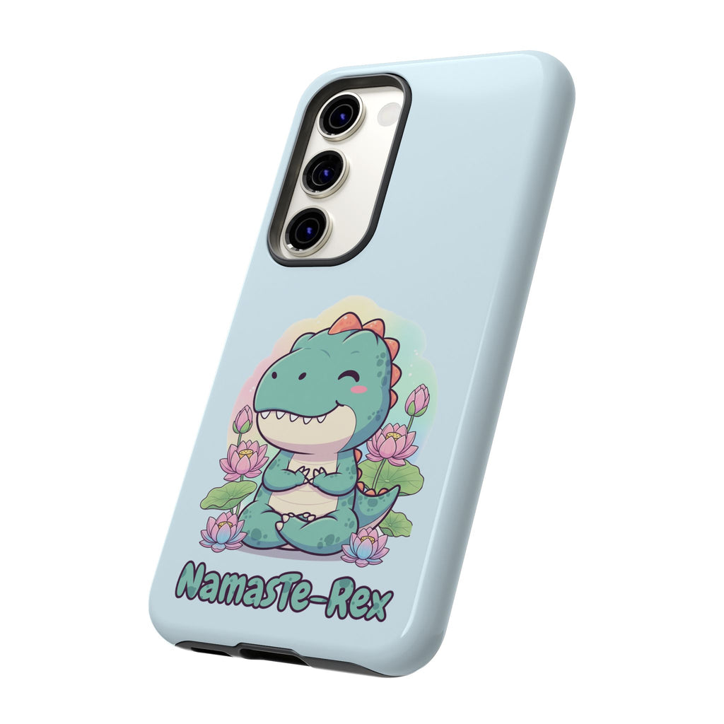 NamasTe-Rex Meditating Dinosaur Phone Case - Funny Yoga T-Rex Mobile Cover | Zen Tech Gift - Atlas Briefly