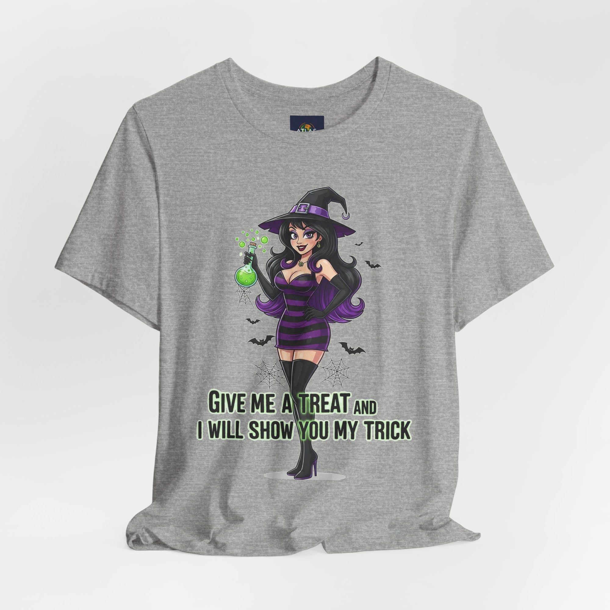 Sexy Witch Halloween T-Shirt - Flirty Witch Costume Tee | Trick or Treat Halloween Shirt - Atlas Briefly