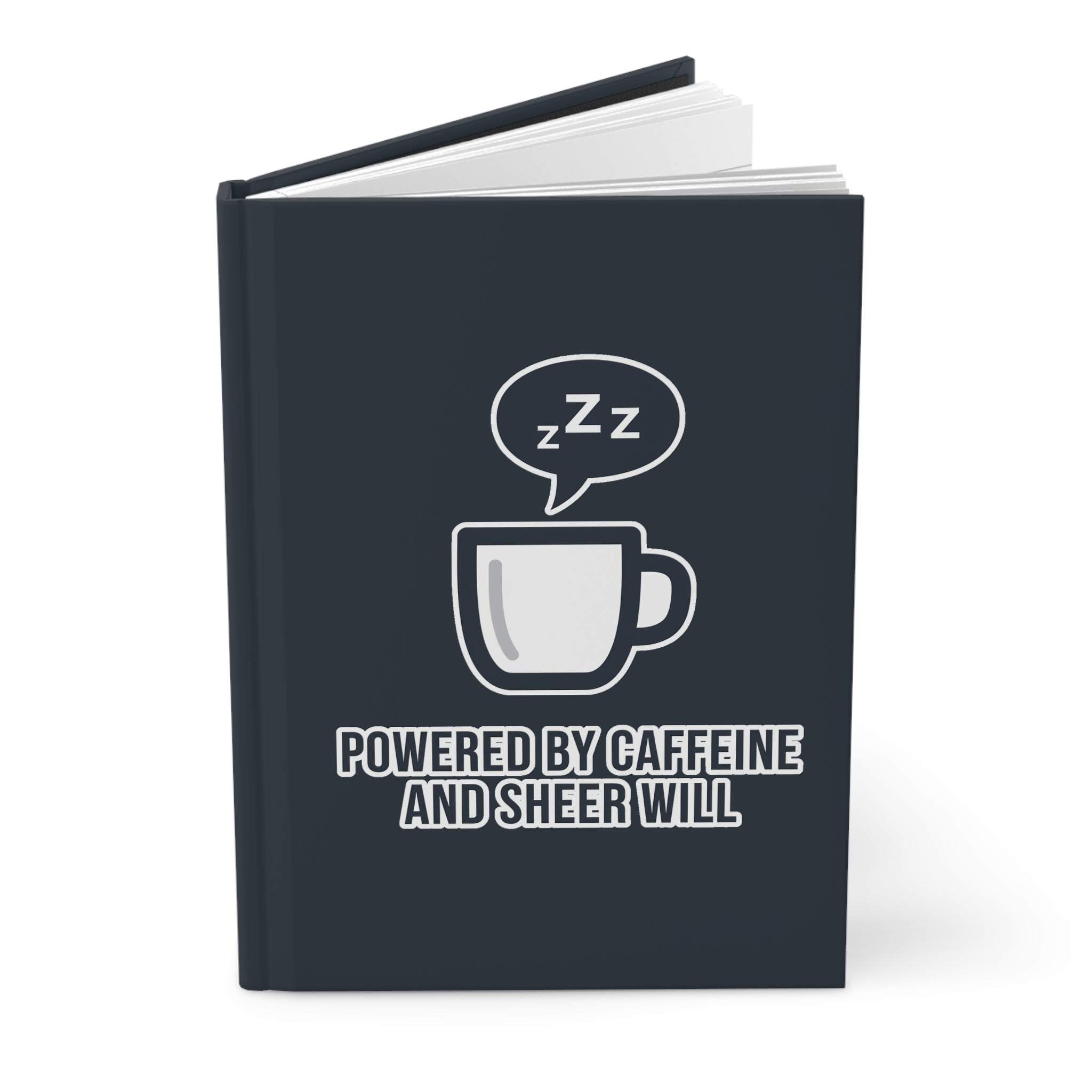 Powered by Caffeine Journal - Funny Coffee Notebook | Minimalist Writing Gift - US Version - Atlas Briefly