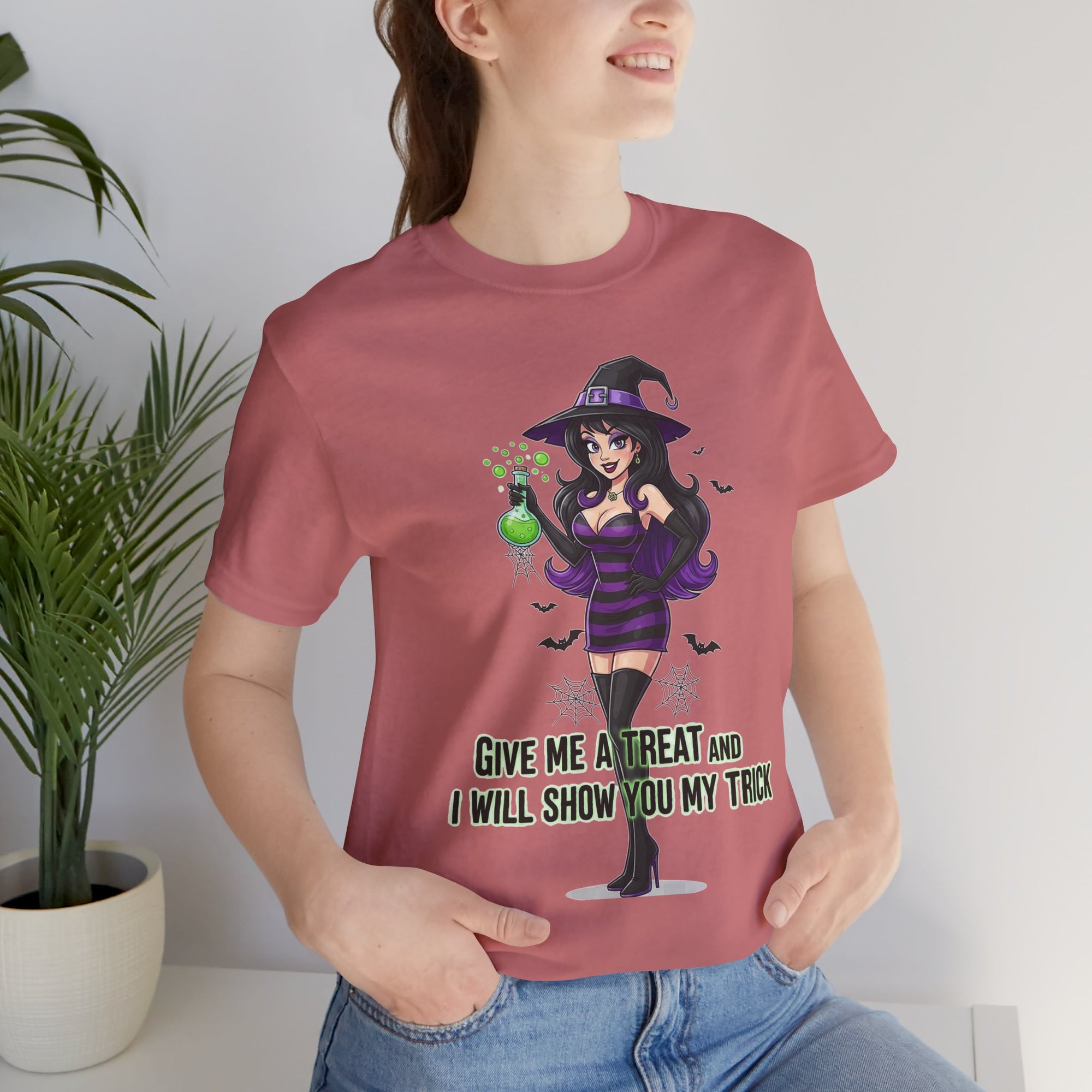 Sexy Witch Halloween T-Shirt - Flirty Witch Costume Tee | Trick or Treat Halloween Shirt - Atlas Briefly