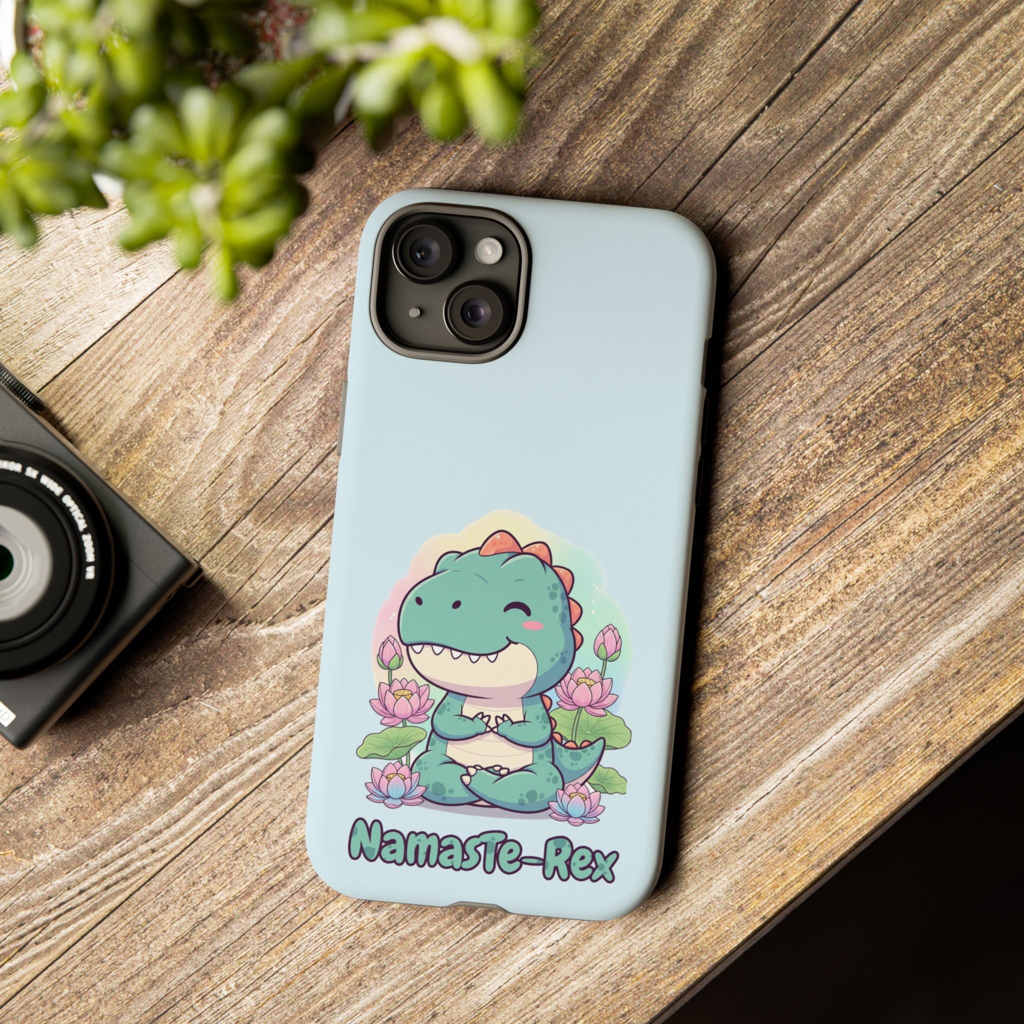 NamasTe-Rex Meditating Dinosaur Phone Case - Funny Yoga T-Rex Mobile Cover | Zen Tech Gift - Atlas Briefly