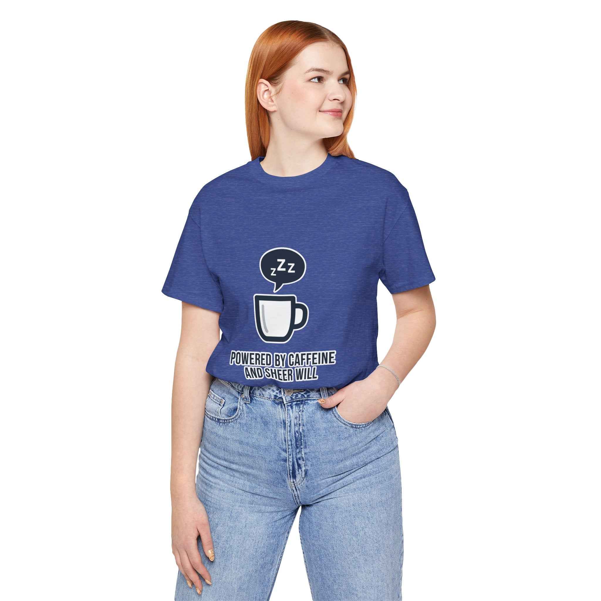 Powered by Caffeine T-Shirt - Funny Coffee Tee for Coffee Lovers - Atlas Briefly