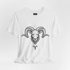 Aries Horoscope Tee - Unisex Black and White Minimal Design