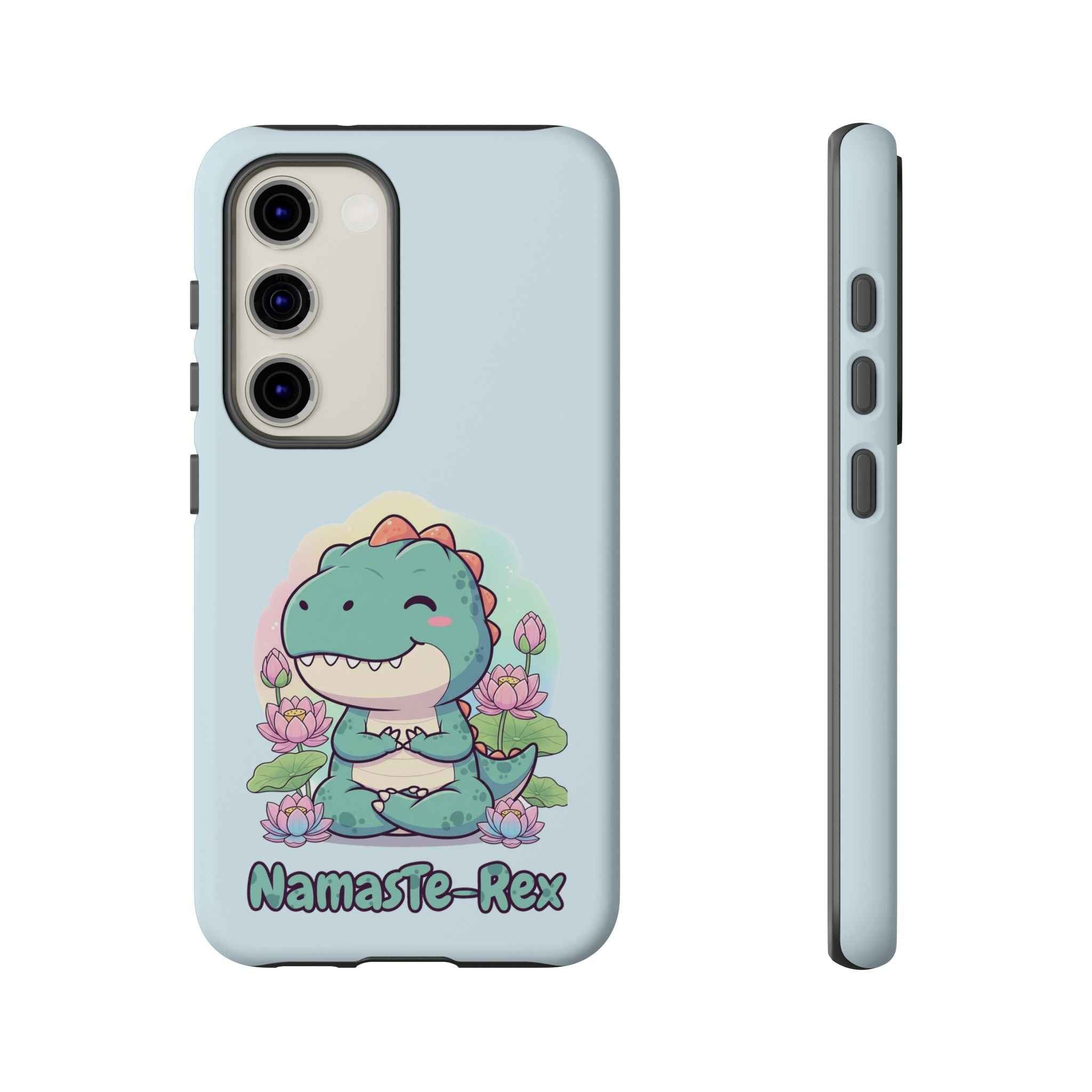 NamasTe-Rex Phone Case - Funny Yoga T-Rex Meditating Dinosaur Mobile Cover for Zen Lovers - Atlas Briefly