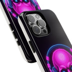 Neon Skull Synthwave Phone Case - Retro 80s Cyberpunk Mobile Cover | Vaporwave Tech Gift - Atlas Briefly