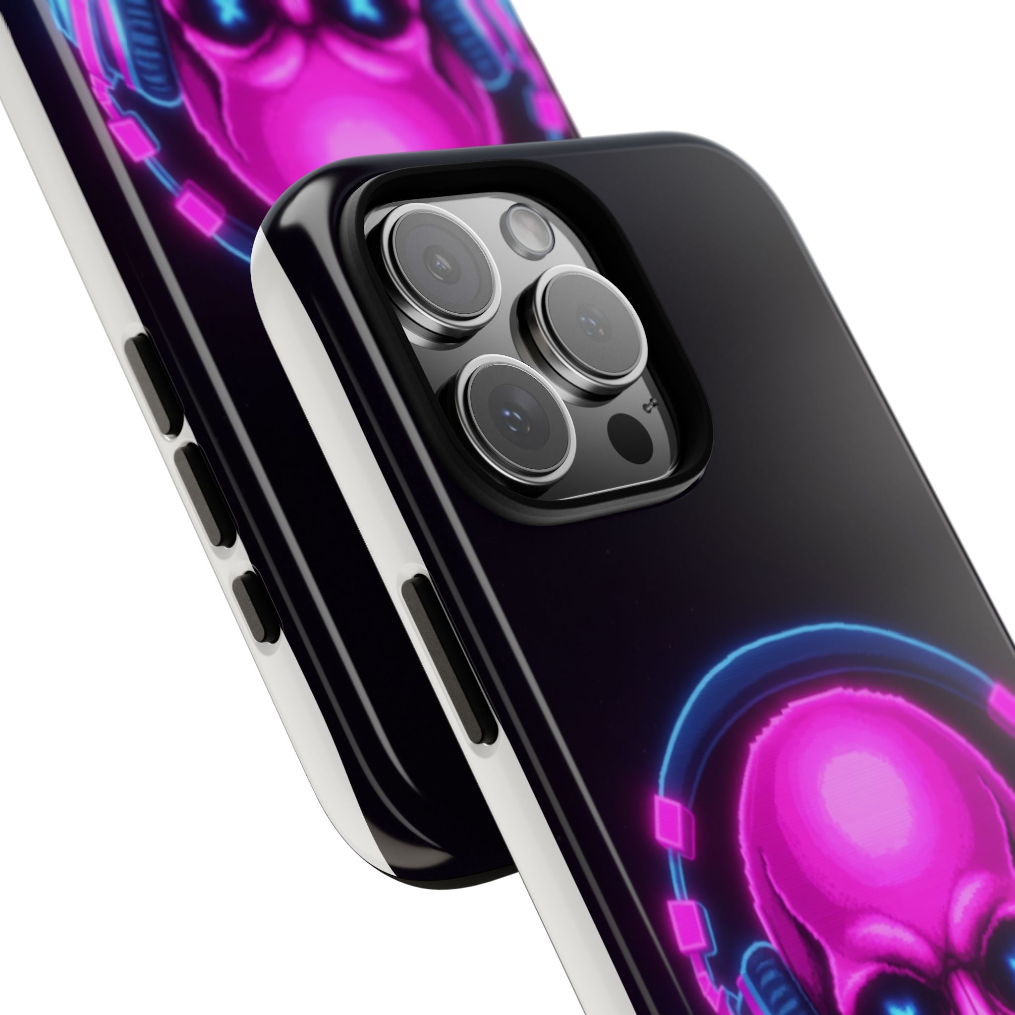 Neon Skull Synthwave Phone Case - Retro 80s Cyberpunk Mobile Cover | Vaporwave Tech Gift - Atlas Briefly