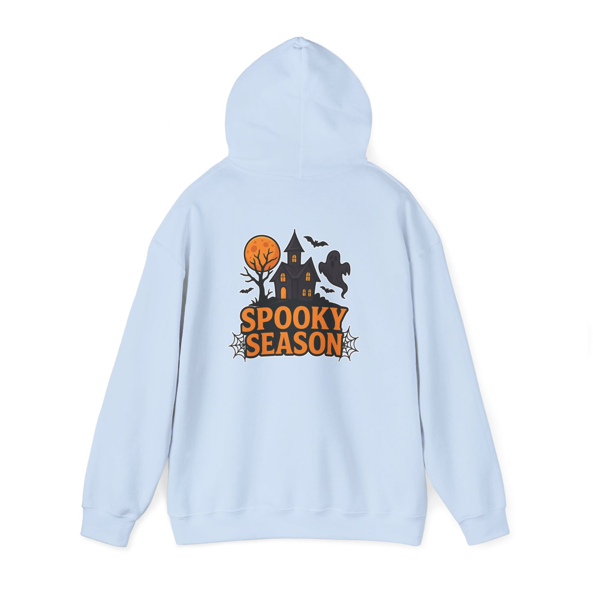 Spooky Season Halloween Hoodie - Haunted House Ghost Bat Design | Cozy Halloween Sweatshirt - Atlas Briefly