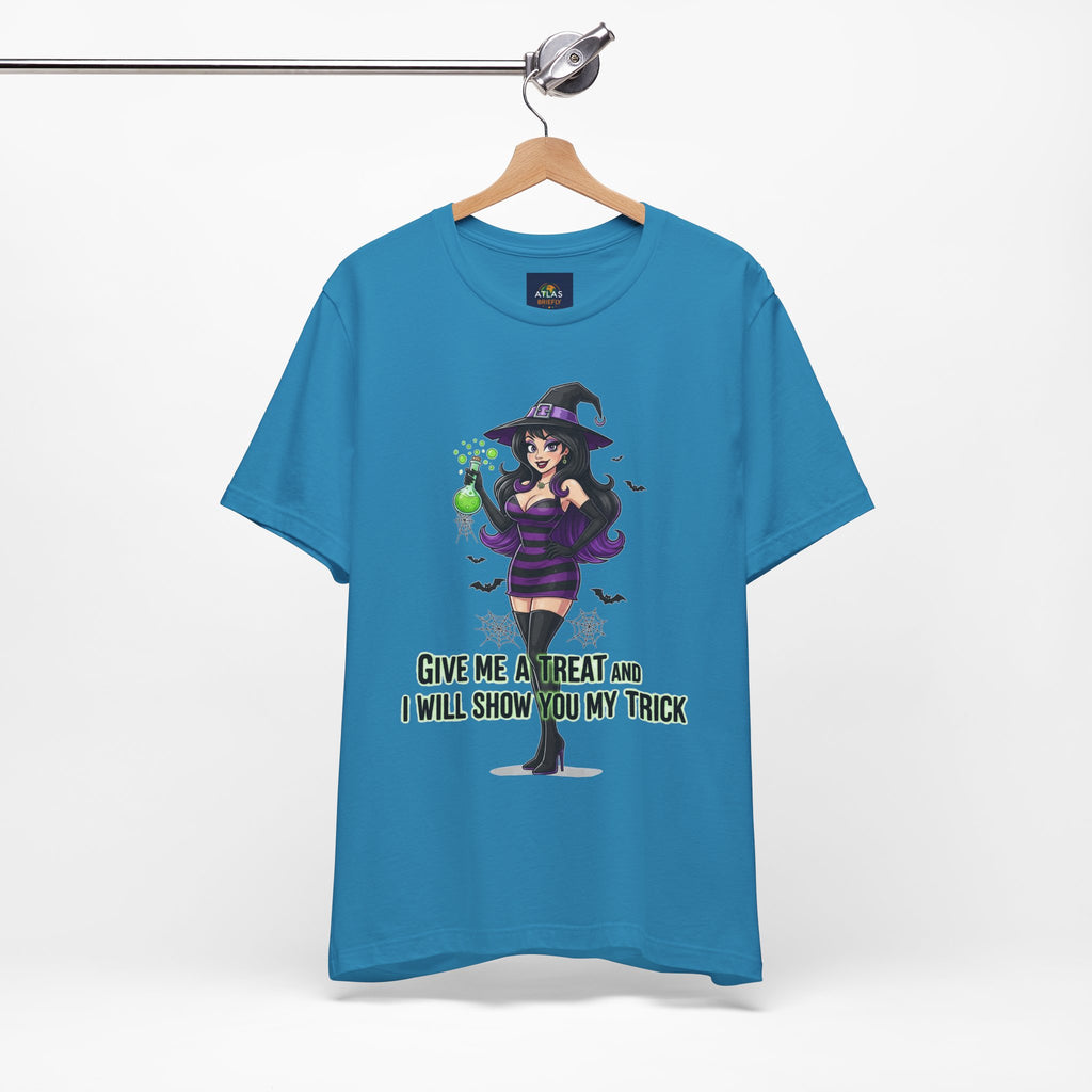Sexy Witch Halloween T-Shirt - Flirty Witch Costume Tee | Trick or Treat Halloween Shirt - Atlas Briefly