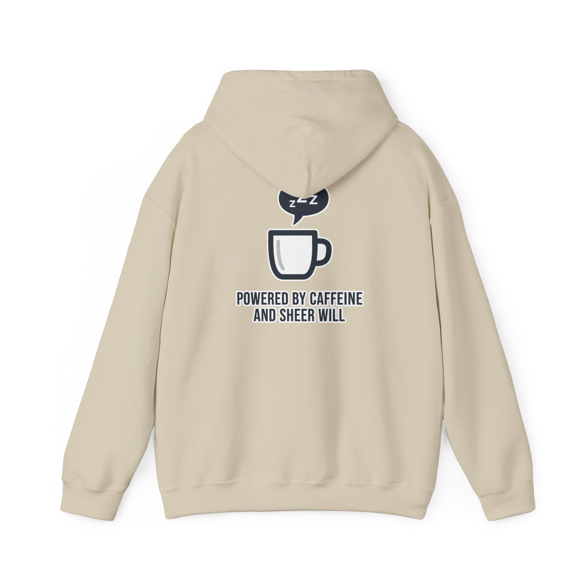 Powered by Caffeine and Sheer Will Hoodie - Funny Coffee Lover Sweatshirt | Minimalist Humor Gift - Atlas Briefly